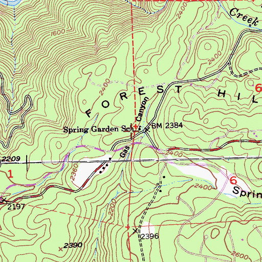 Topographic Map of Spring Garden School, CA