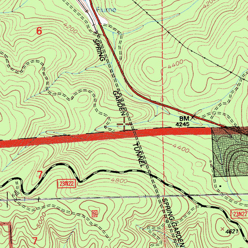 Topographic Map of Spring Garden Tunnel, CA
