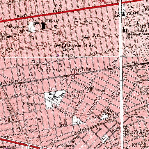 Topographic Map of Manuel De Dios Unanue Triangle, NY