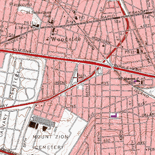 Topographic Map of Bush Park, NY