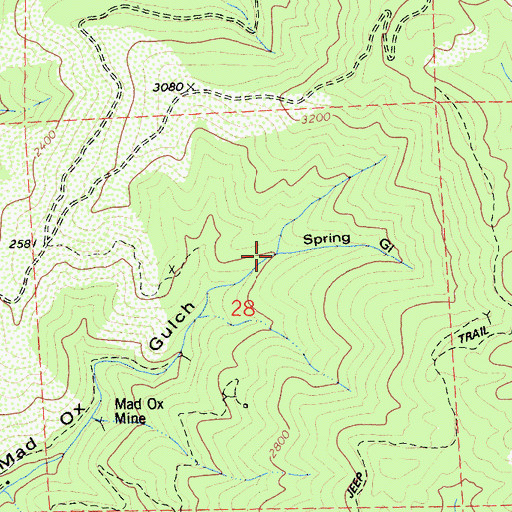Topographic Map of Spring Gulch, CA