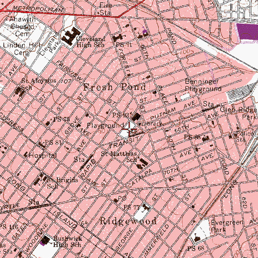 Topographic Map of Rosemary's Playground, NY