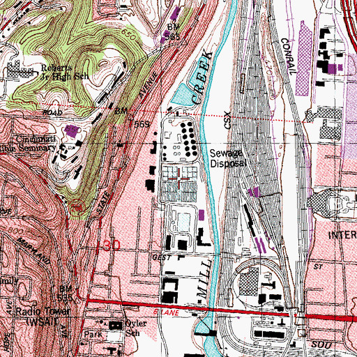 Topographic Map of Mill Creek Wastewater Treatment Plant, OH