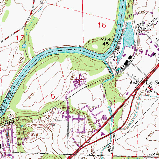 Topographic Map of Le Sourdsville Water Reclamation Facility, OH