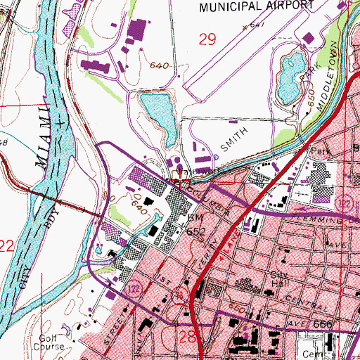 Topographic Map of Middletown Water Treatment Plant, OH