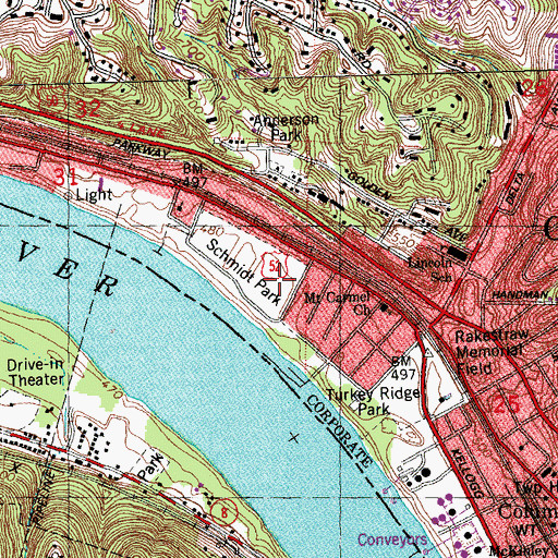 Topographic Map of East End Park (historical), OH