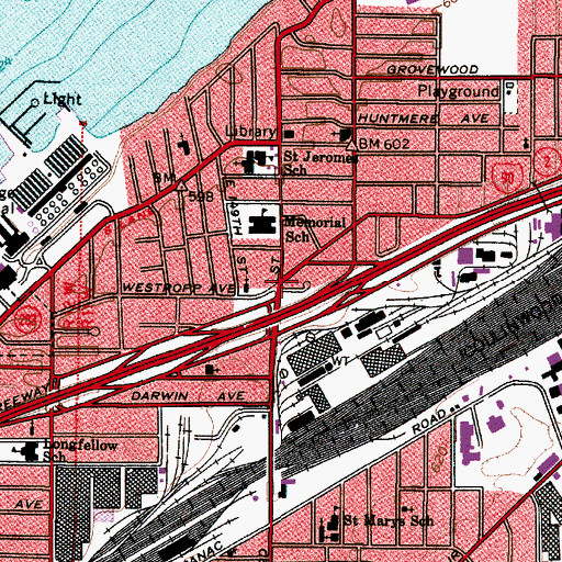 Topographic Map of Frankie Yankovic Square, OH