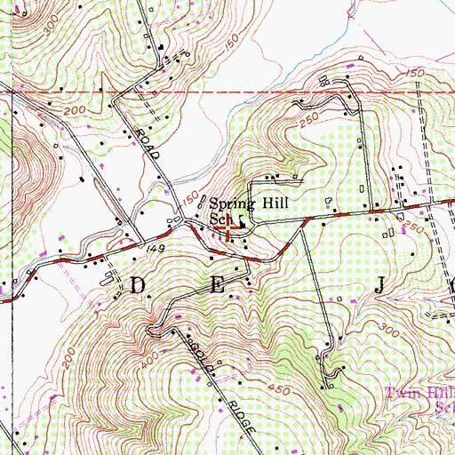 Topographic Map of Spring Hill School, CA