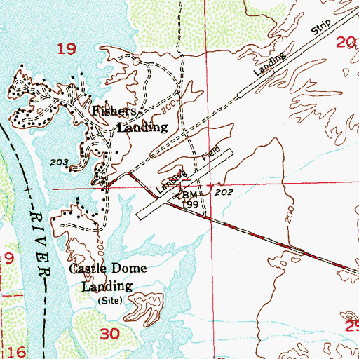 Topographic Map of Fishers Landing Airport (historical), AZ