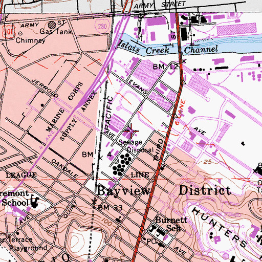 Topographic Map of Southeast Water Pollution Control Plant, CA