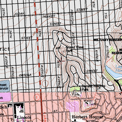 Topographic Map of Golden Gate Heights, CA