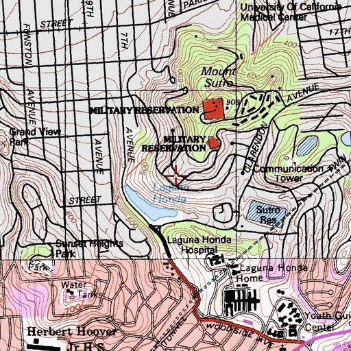 Topographic Map of Forest Knolls, CA