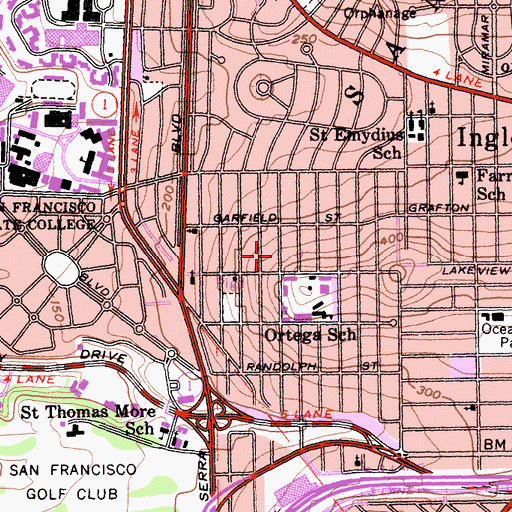 Topographic Map of Merced Heights, CA