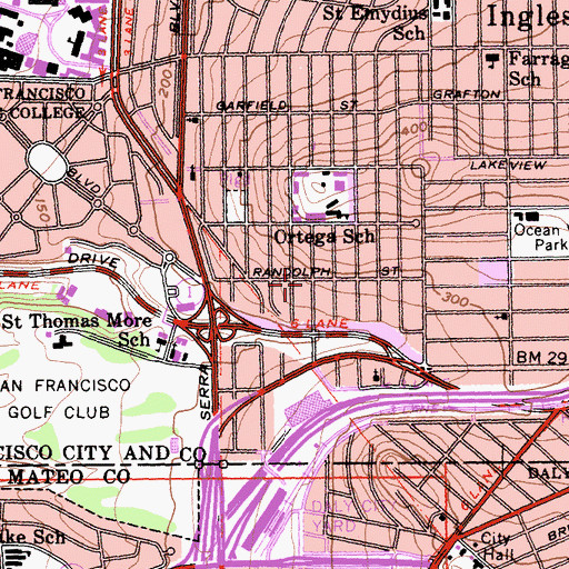 Topographic Map of Ingleside Heights, CA
