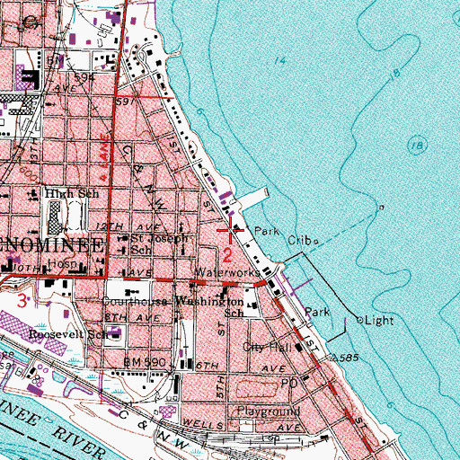 Topographic Map of Central Lutheran Church, MI