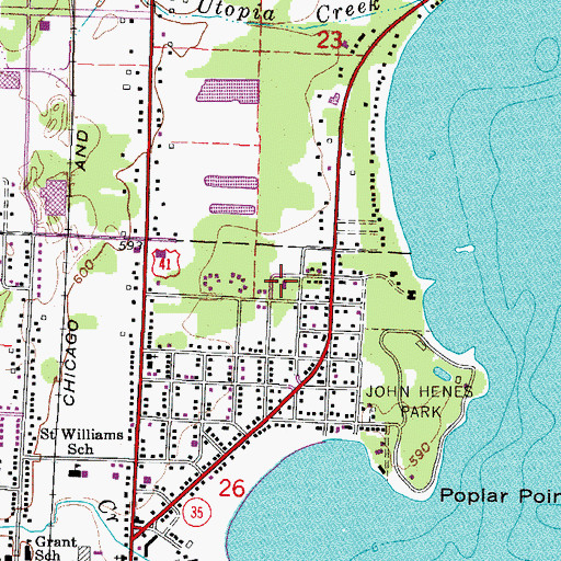 Topographic Map of North Shore Baptist Church, MI