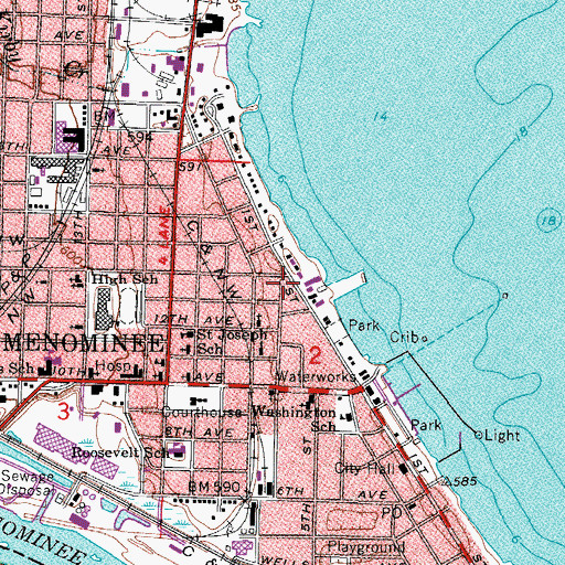 Topographic Map of Bay Shore Nursing Home, MI