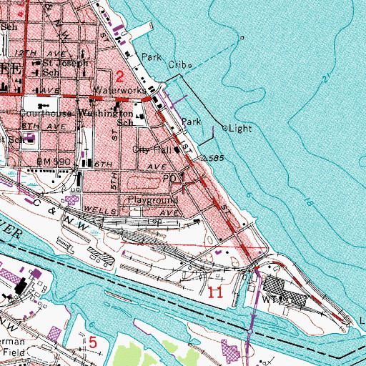 Topographic Map of Menominee Care Center, MI