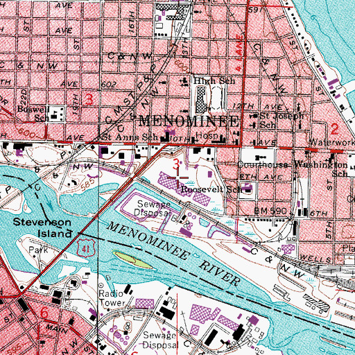 Topographic Map of M and M Plaza Shopping Center, MI