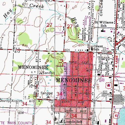 Topographic Map of Watertower Park, MI