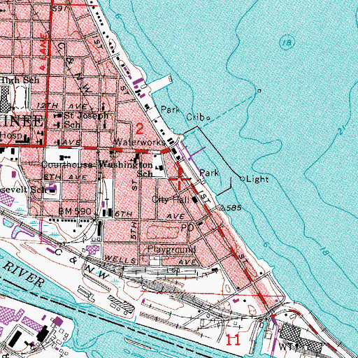 Topographic Map of Northern Menominee Health Center, MI