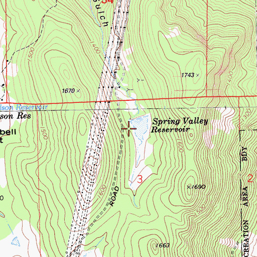 Topographic Map of Spring Valley Reservoir, CA