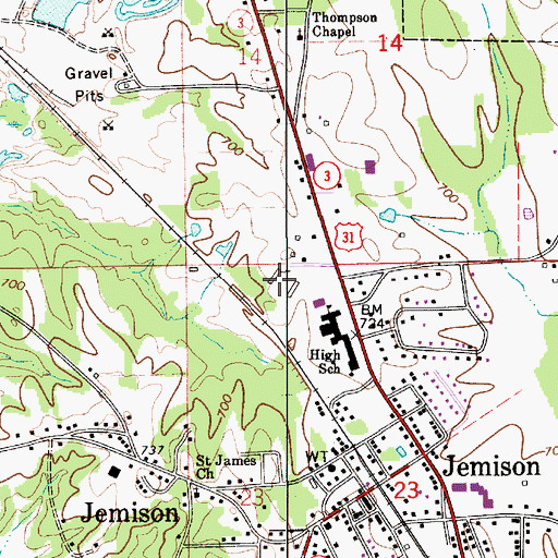Topographic Map of Panther Stadium, AL