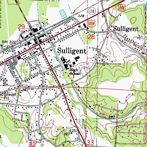 Topographic Map of Brown Stadium, AL