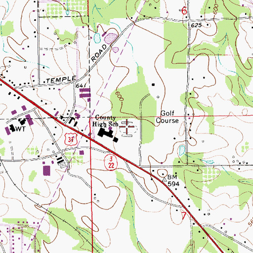 Topographic Map of Tiger Stadium, AL
