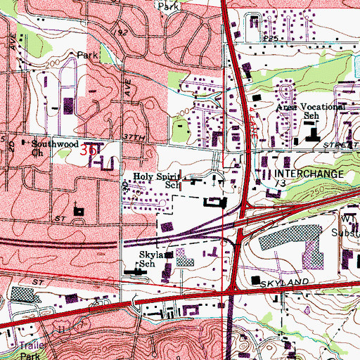Topographic Map of Holy Spirit High School, AL