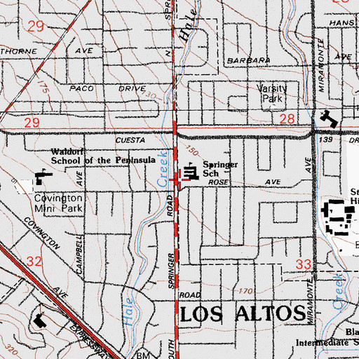 Topographic Map of Springer Elementary School, CA