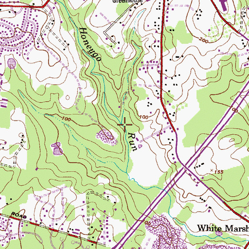Topographic Map of East Branch Honeygo Run, MD