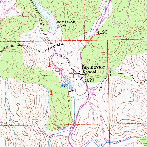 Topographic Map of Springvale School, CA