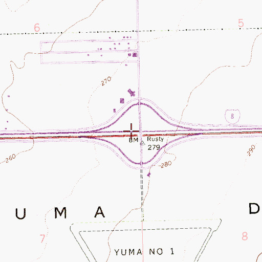 Topographic Map of Fortuna Interchange, AZ