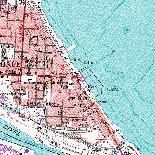 Topographic Map of Spies Public Library, MI