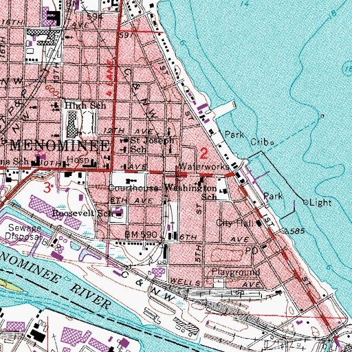 Topographic Map of First United Methodist Church, MI