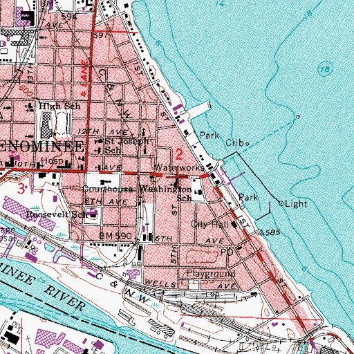 Topographic Map of First Presbyterian Church, MI
