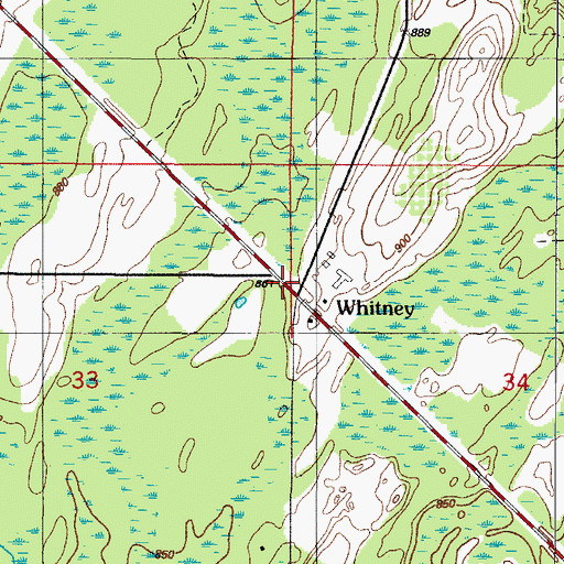Topographic Map of Whitney Station (historical), MI