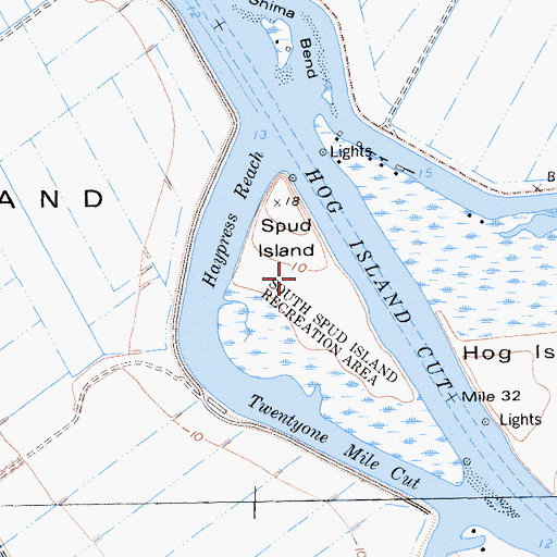 Topographic Map of Spud Island, CA
