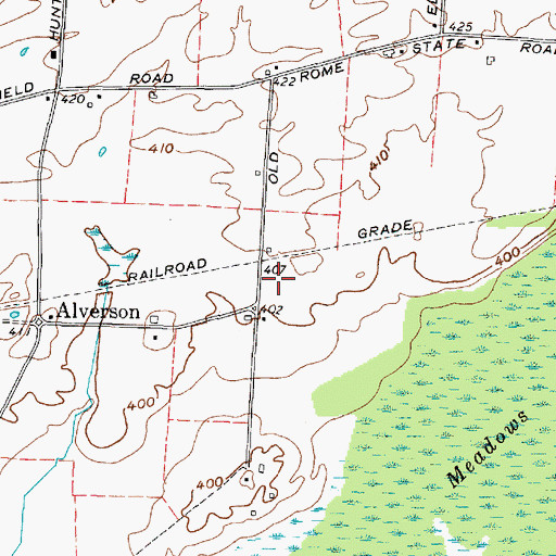 Topographic Map of Greens Crossing (historical), NY