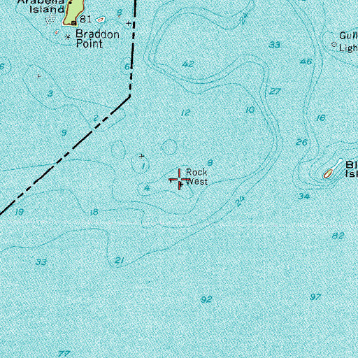 Topographic Map of Rock West Island (historical), NY