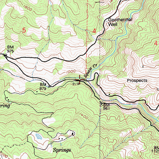 Topographic Map of Squaw Creek, CA