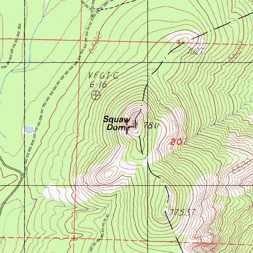 Topographic Map of Piyau Dome, CA