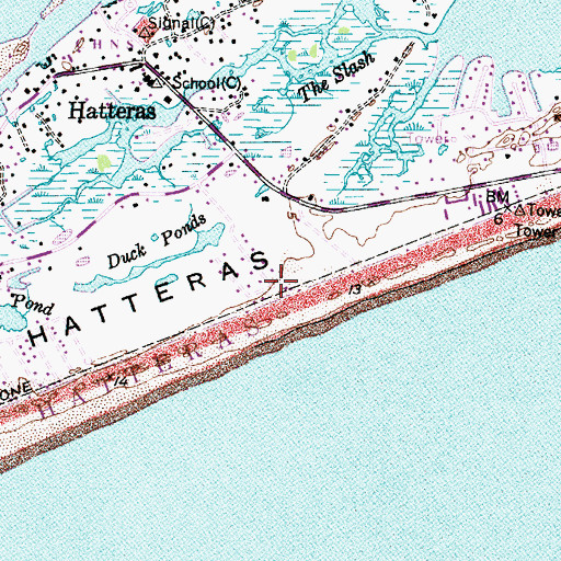 Topographic Map of Little Hatteras Island (historical), NC