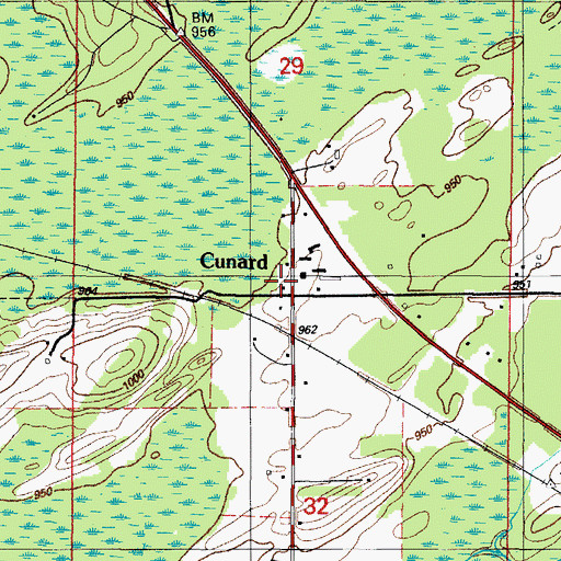 Topographic Map of Cunard Station, MI