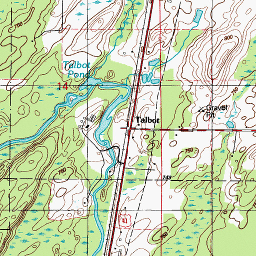 Topographic Map of Talbot Station, MI