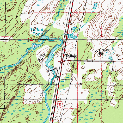 Topographic Map of Talbot Post Office (historical), MI