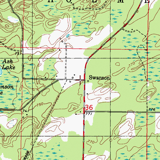 Topographic Map of Swanson Post Office (historical), MI