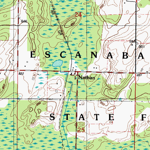 Topographic Map of Nathan Post Office (historical), MI