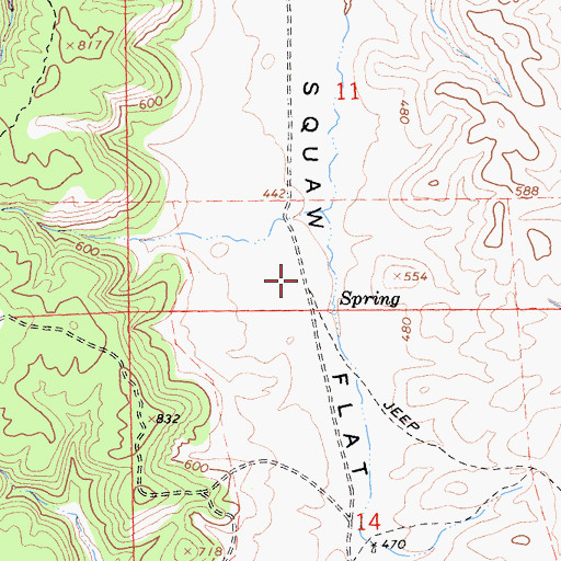 Topographic Map of Squaw Flat, CA